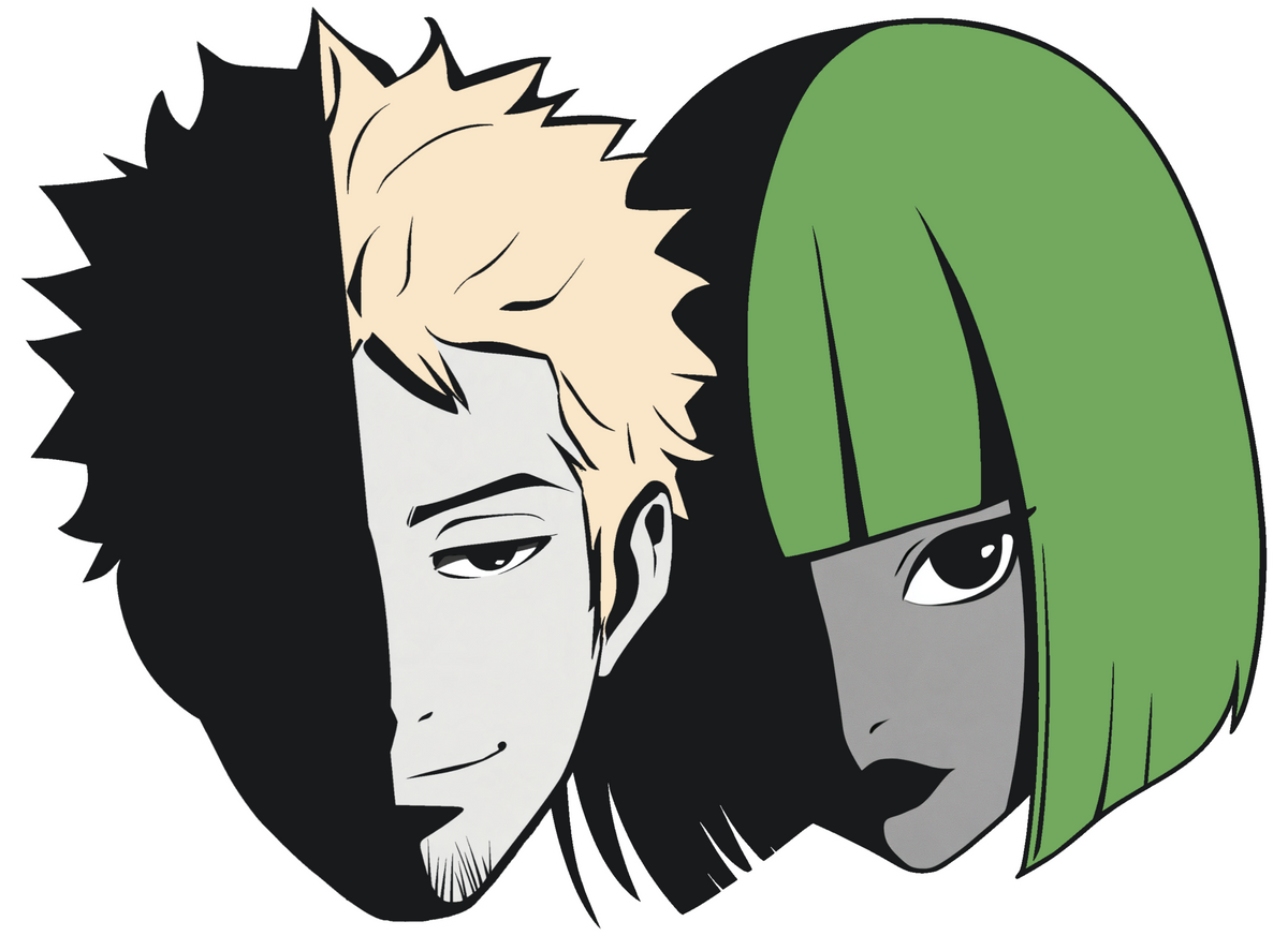 Kinako and Macha in a split-shadow portrait