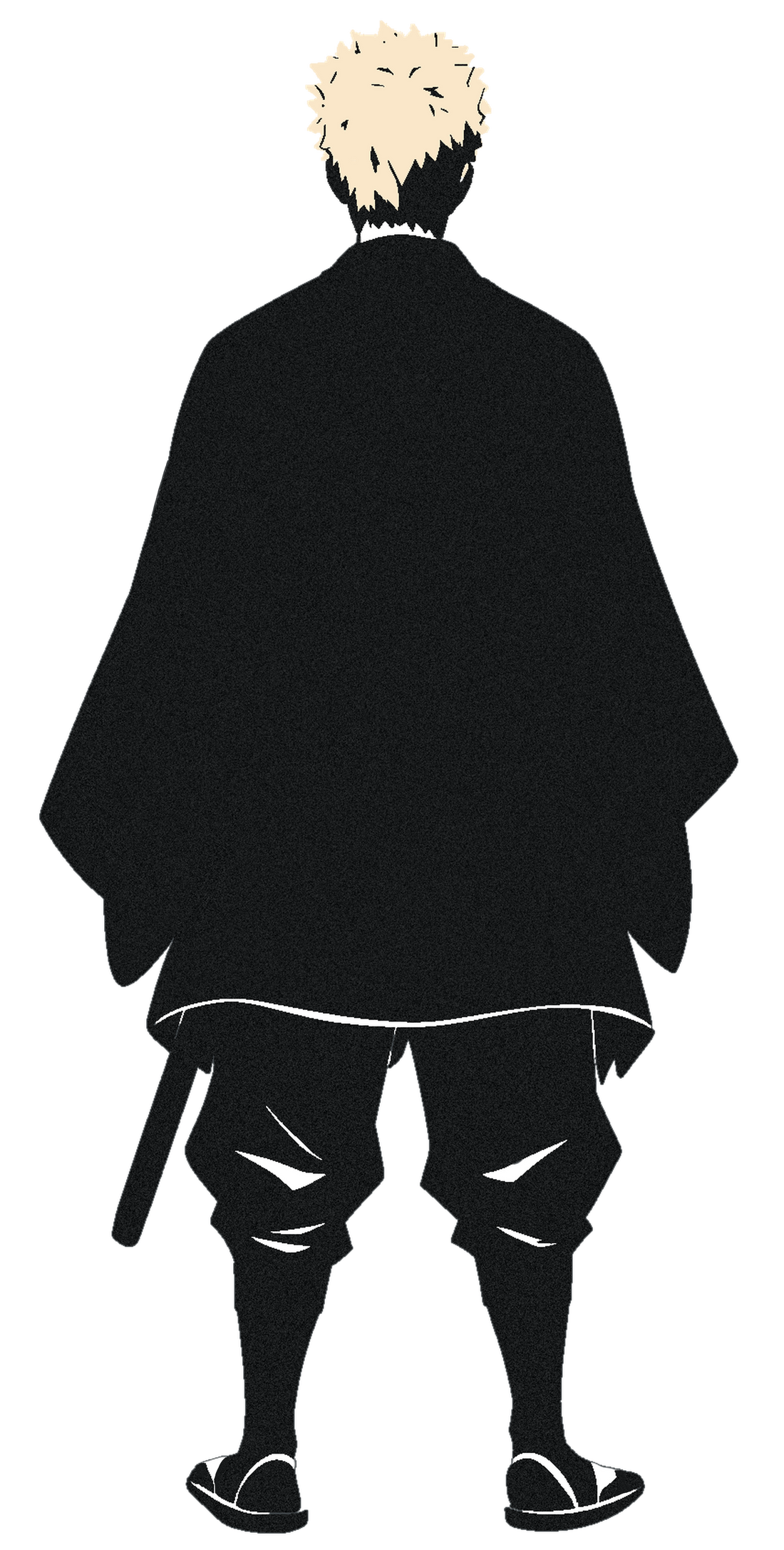 Back view of Kinako wearing his dark haori