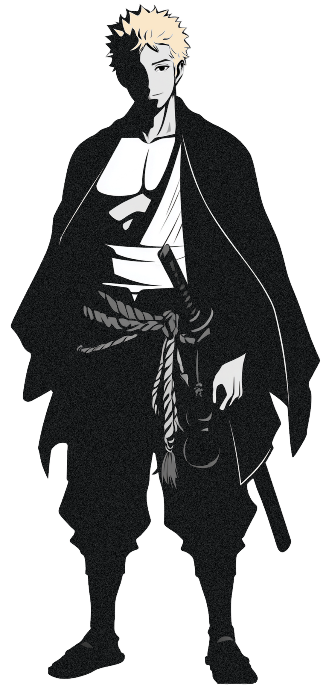 Kinako, Brew Sensei samurai and teahouse keeper, illustrated in split shadow